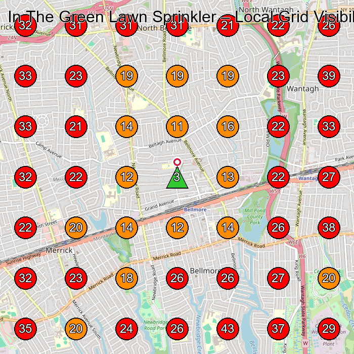 In The Green Lawn Sprinkler GeoGrid visibility map for Landscape Designer in None